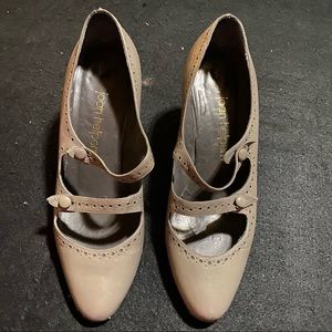 Vintage Joan Halpern Grey Leather pumps 7.5 B